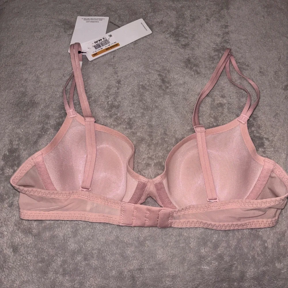 Calvin Klein Sheer Marquette Demi Bra Pink Shimmer Lightly Lined 34A QF6088-630